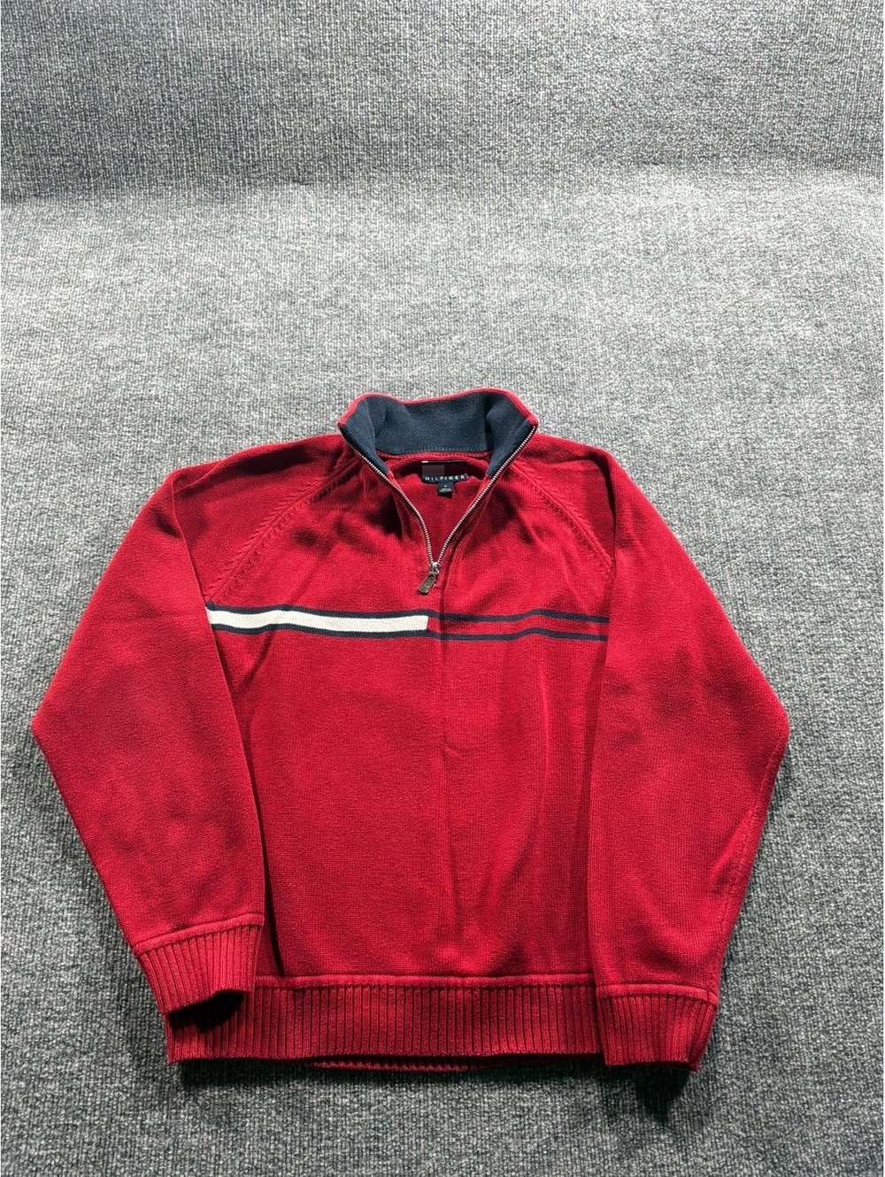Tommy Hilfiger Men's Red Half-Zip Crew Neck Sweater Size M